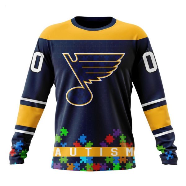 Personalized NHL St. Louis Blues Specialized Unisex Kits Hockey Fights Against Autism Hoodie