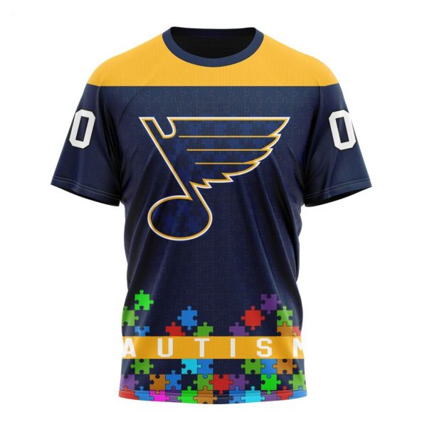 Personalized NHL St. Louis Blues Specialized Unisex Kits Hockey Fights Against Autism Hoodie