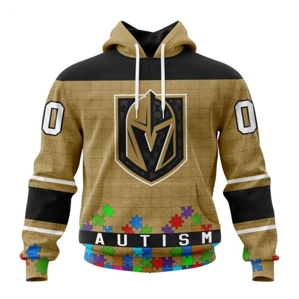 Personalized NHL Vegas Golden Knights Specialized Unisex Kits Hockey Fights Against Autism Hoodie