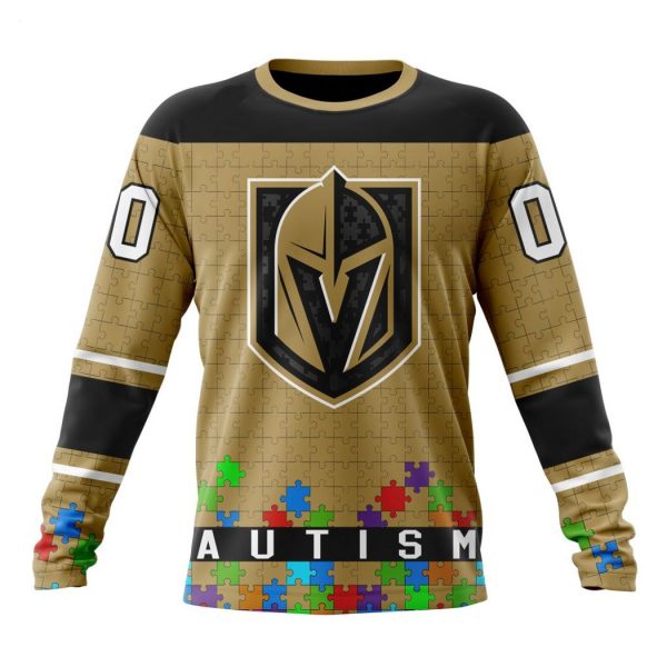 Personalized NHL Vegas Golden Knights Specialized Unisex Kits Hockey Fights Against Autism Hoodie