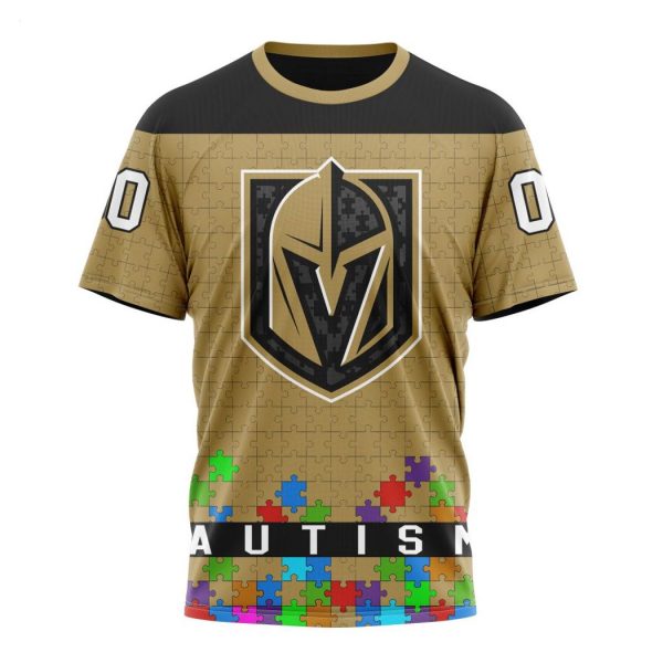 Personalized NHL Vegas Golden Knights Specialized Unisex Kits Hockey Fights Against Autism Hoodie