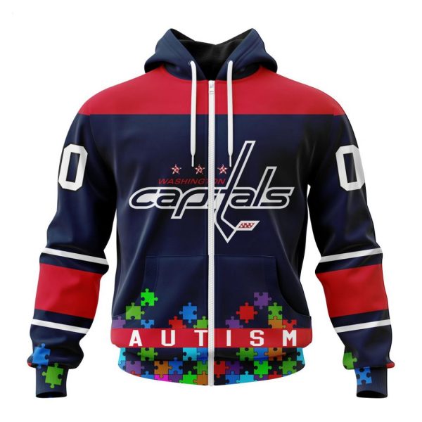 Personalized NHL Washington Capitals Specialized Unisex Kits Hockey Fights Against Autism Hoodie