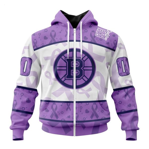 Personalized NHL Boston Bruins Special Lavender Fight Cancer Hoodie