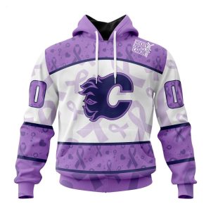 NHL Calgary Flames 2024 Hockey Fights Cancer Practice Jersey – White