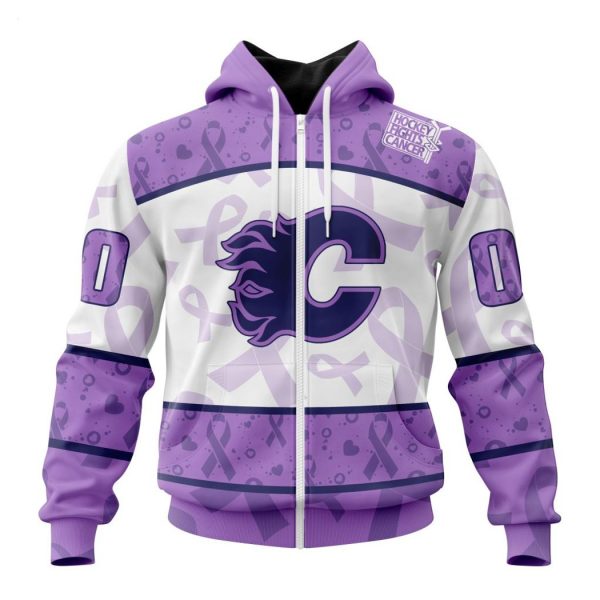 Personalized NHL Calgary Flames Special Lavender Fight Cancer Hoodie