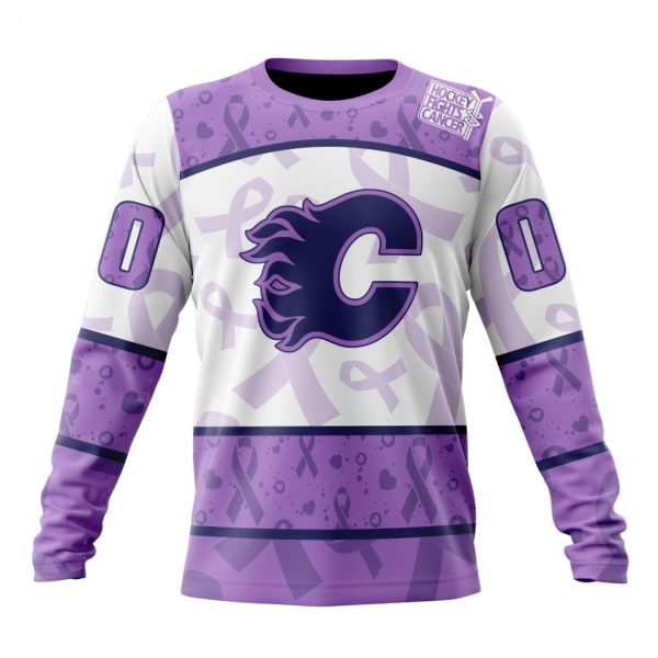 Personalized NHL Calgary Flames Special Lavender Fight Cancer Hoodie