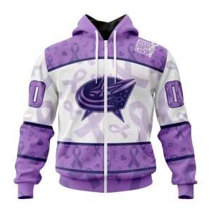 Personalized NHL Columbus Blue Jackets Special Lavender Fight Cancer Hoodie