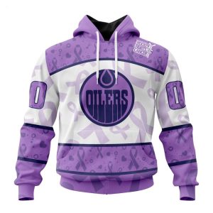 Personalized NHL Edmonton Oilers Special Lavender Fight Cancer Hoodie