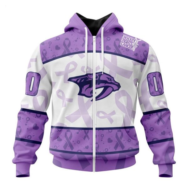 Personalized NHL Nashville Predators Special Lavender Fight Cancer Hoodie