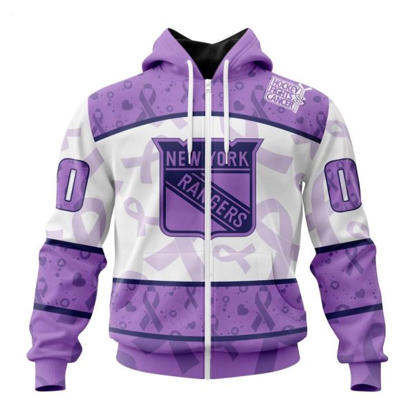 Personalized NHL New York Rangers Special Lavender Fight Cancer Hoodie