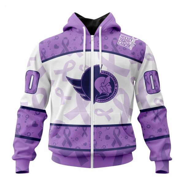 Personalized NHL Ottawa Senators Special Lavender Fight Cancer Hoodie