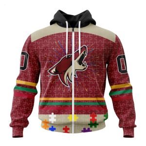 Personalized NHL Arizona Coyotes Specialized Design With Fearless Aganst Autism Concept Hoodie