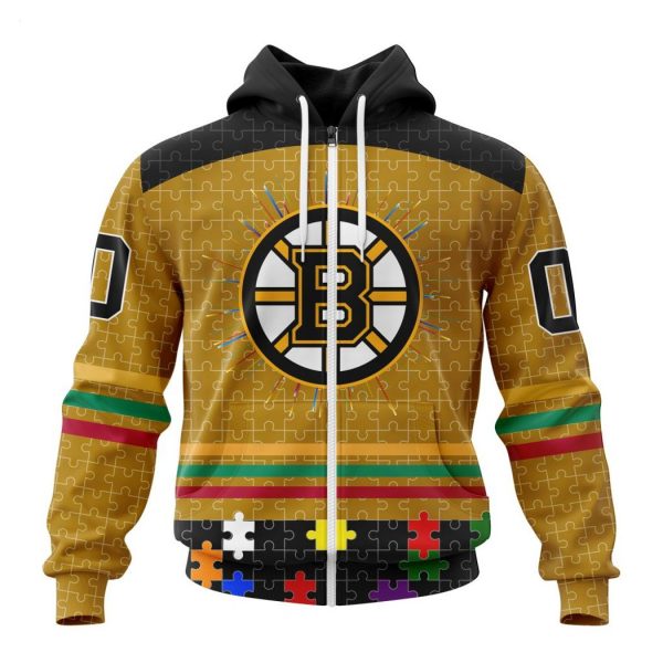 Personalized NHL Boston Bruins Specialized Design With Fearless Aganst Autism Concept Hoodie