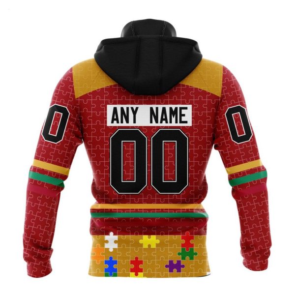 Personalized NHL Calgary Flames Specialized Design With Fearless Aganst Autism Concept Hoodie