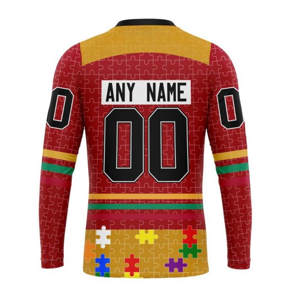 Personalized NHL Calgary Flames Specialized Design With Fearless Aganst Autism Concept Hoodie