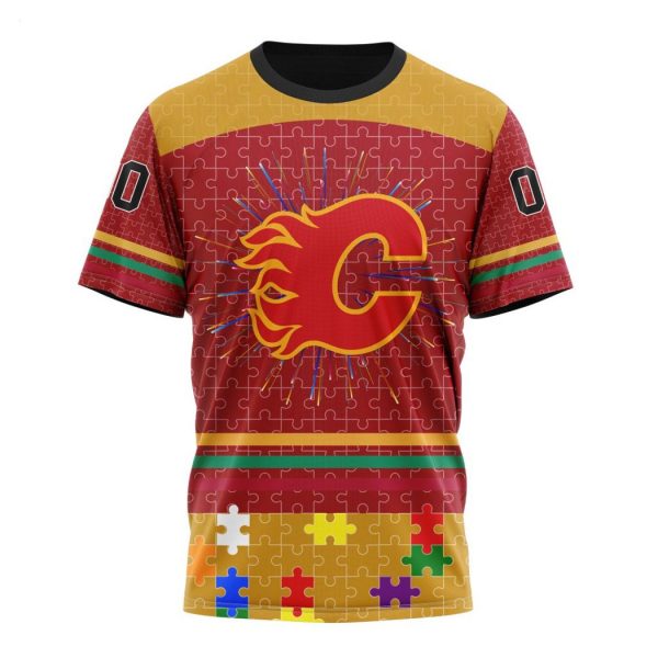 Personalized NHL Calgary Flames Specialized Design With Fearless Aganst Autism Concept Hoodie