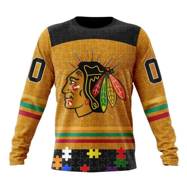 Personalized NHL Chicago BlackHawks Specialized Design With Fearless Aganst Autism Concept Hoodie