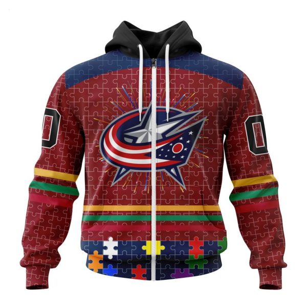 Personalized NHL Columbus Blue Jackets Specialized Design With Fearless Aganst Autism Concept Hoodie