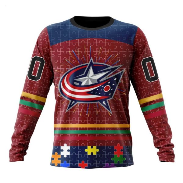 Personalized NHL Columbus Blue Jackets Specialized Design With Fearless Aganst Autism Concept Hoodie