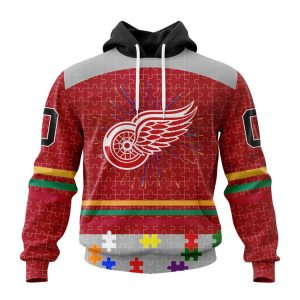 Personalized NHL Detroit Red Wings Specialized Design With Fearless Aganst Autism Concept Hoodie