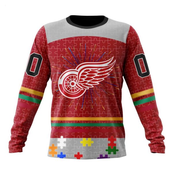 Personalized NHL Detroit Red Wings Specialized Design With Fearless Aganst Autism Concept Hoodie