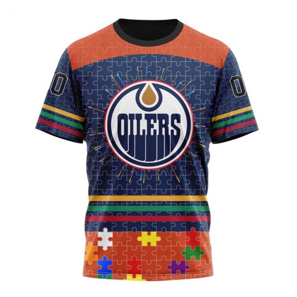 Personalized NHL Edmonton Oilers Specialized Design With Fearless Aganst Autism Concept Hoodie