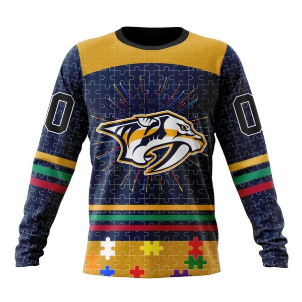 Personalized NHL Nashville Predators Specialized Design With Fearless Aganst Autism Concept Hoodie