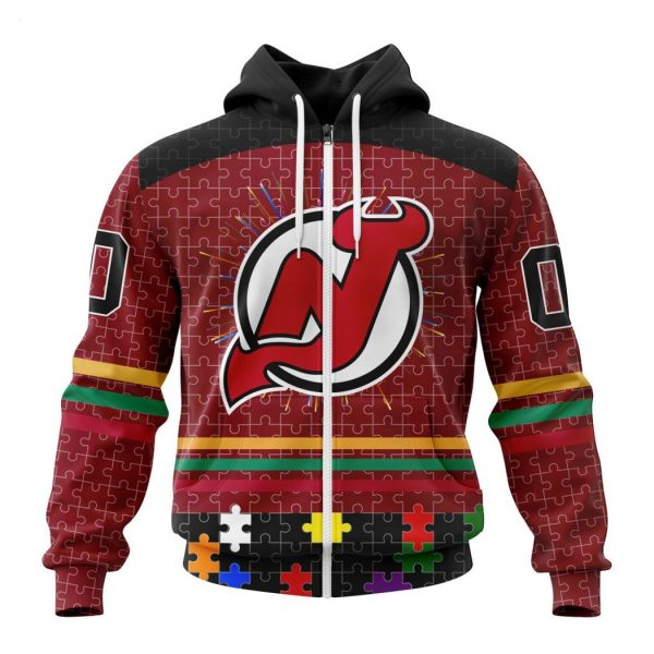 Personalized NHL New Jersey Devils Specialized Design With Fearless Aganst Autism Concept Hoodie