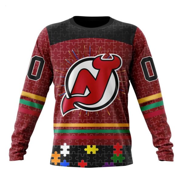 Personalized NHL New Jersey Devils Specialized Design With Fearless Aganst Autism Concept Hoodie