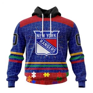 Personalized NHL New York Rangers Specialized Design With Fearless Aganst Autism Concept Hoodie