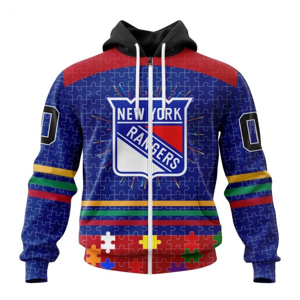 Personalized NHL New York Rangers Specialized Design With Fearless Aganst Autism Concept Hoodie