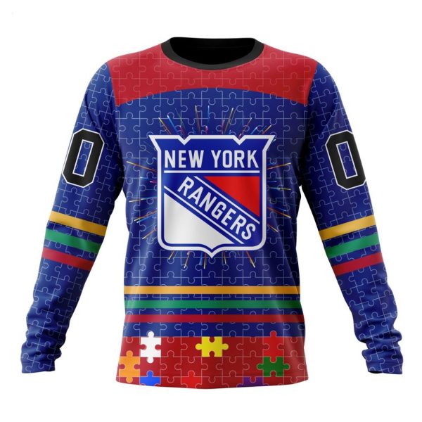 Personalized NHL New York Rangers Specialized Design With Fearless Aganst Autism Concept Hoodie