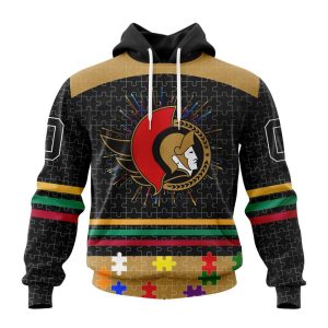 Personalized NHL Ottawa Senators Specialized Design With Fearless Aganst Autism Concept Hoodie