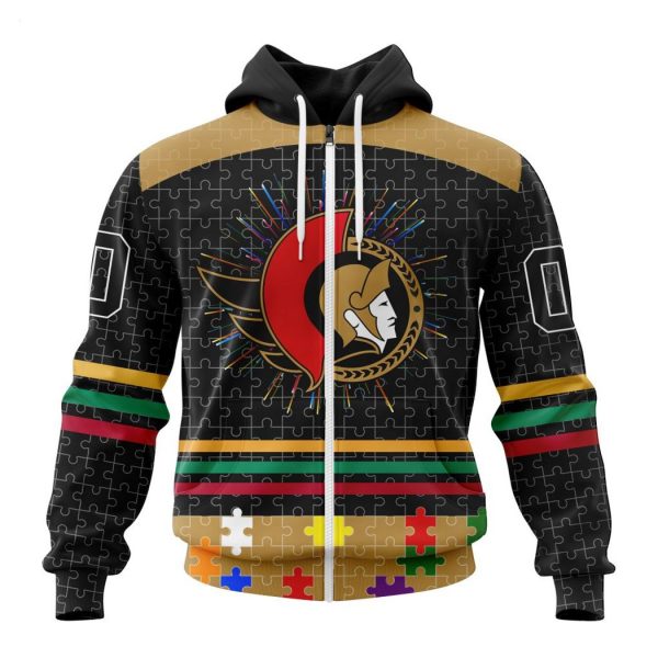 Personalized NHL Ottawa Senators Specialized Design With Fearless Aganst Autism Concept Hoodie