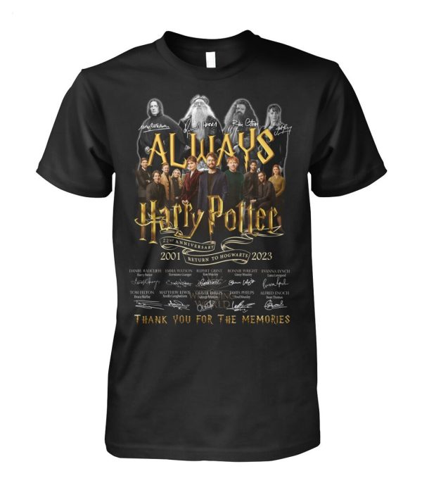 Always Harry Potter 22nd Anniversary 2001 – 2023 Return To Hogwarts Thank You For The Memories T-Shirt