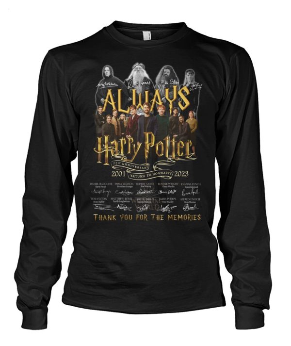 Always Harry Potter 22nd Anniversary 2001 – 2023 Return To Hogwarts Thank You For The Memories T-Shirt