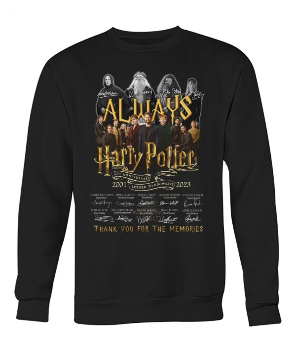 Always Harry Potter 22nd Anniversary 2001 – 2023 Return To Hogwarts Thank You For The Memories T-Shirt