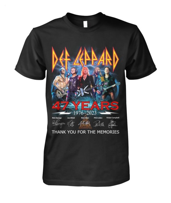 Def Leppard 47 Years Of 1976 – 2023 Thank You For The Memories T-Shirt