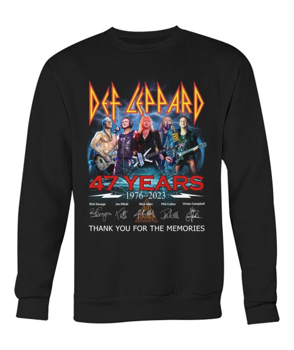 Def Leppard 47 Years Of 1976 – 2023 Thank You For The Memories T-Shirt