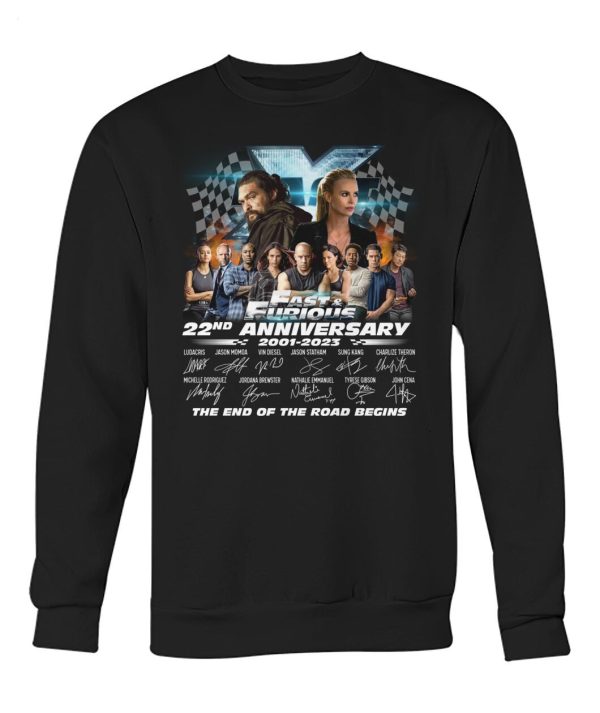 Fast & Furious 22nd Anniversary 2001 – 2023 The End Of The Road Begins T-Shirt