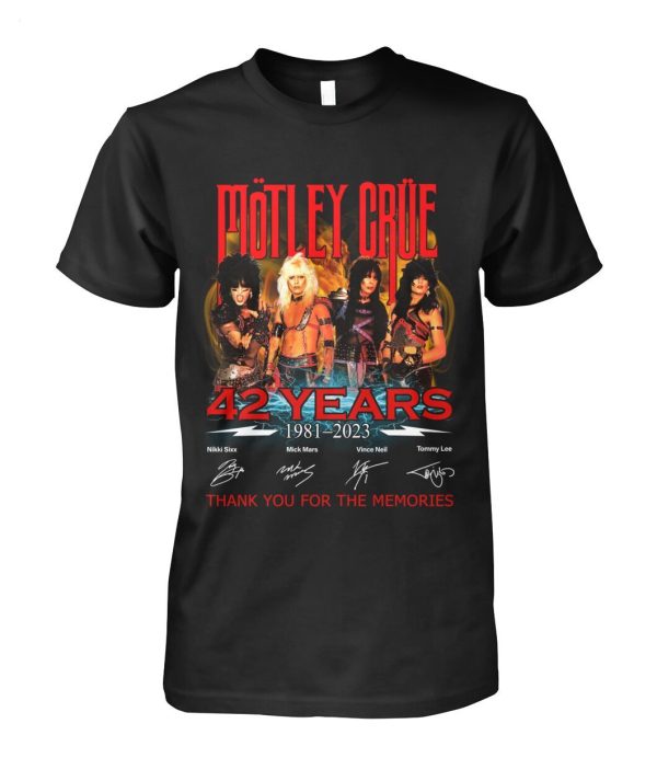 Motley Crue 42 Years Of 1981 – 2023 Thank You For The Memories T-Shirt