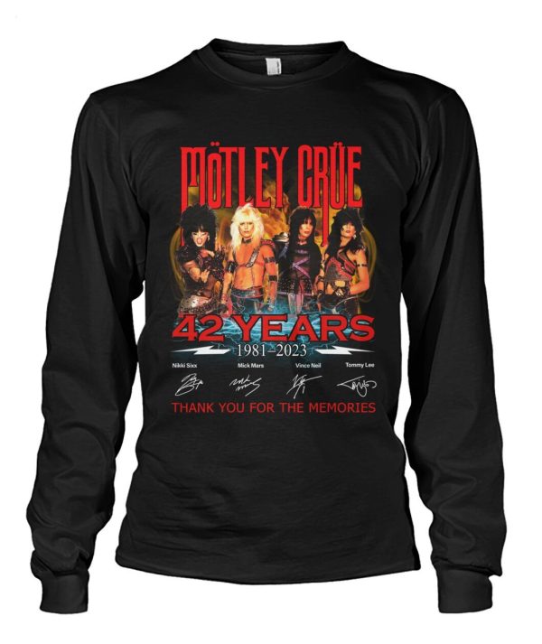 Motley Crue 42 Years Of 1981 – 2023 Thank You For The Memories T-Shirt