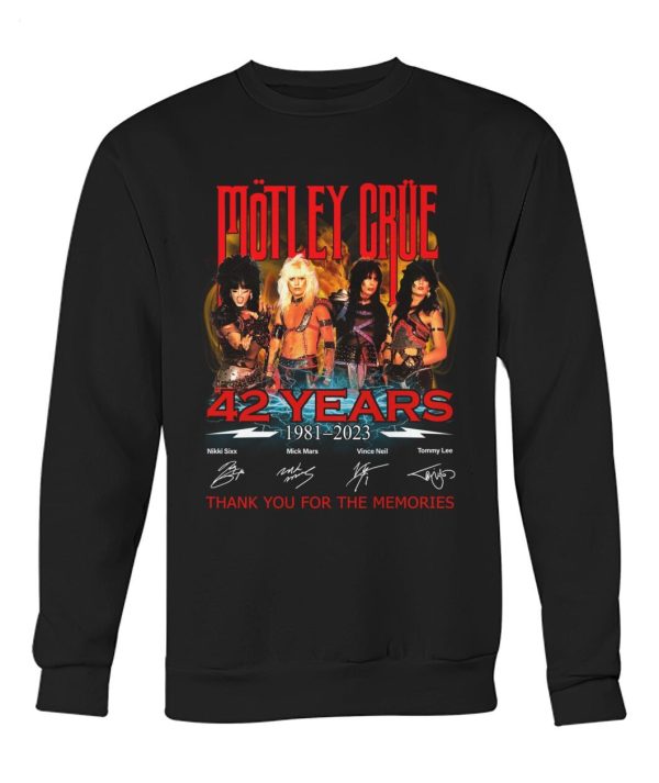 Motley Crue 42 Years Of 1981 – 2023 Thank You For The Memories T-Shirt