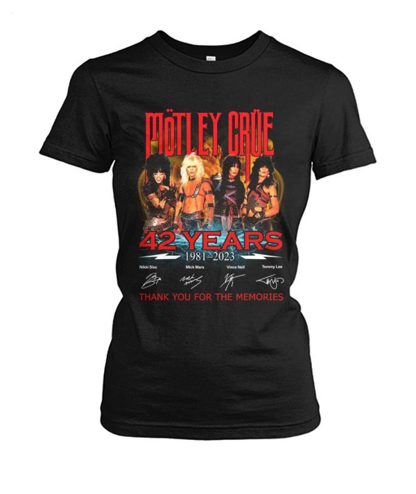 Motley Crue 42 Years Of 1981 – 2023 Thank You For The Memories T-Shirt