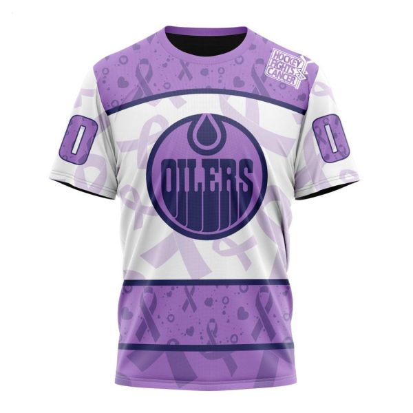 Personalized NHL Edmonton Oilers Special Lavender – Fight Cancer T-Shirt