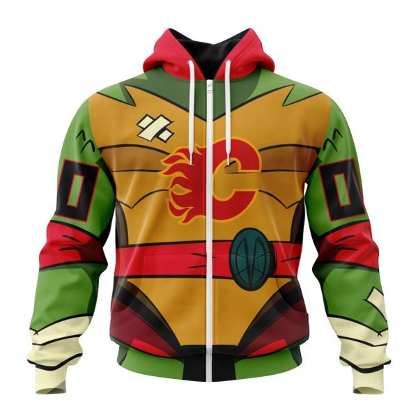 Personalized NHL Calgary Flames Special Teenage Mutant Ninja Turtles Design Hoodie