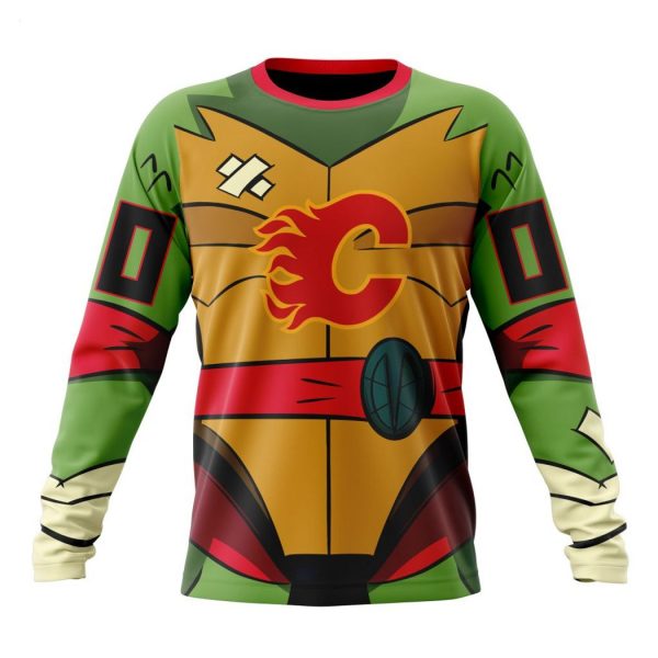 Personalized NHL Calgary Flames Special Teenage Mutant Ninja Turtles Design Hoodie