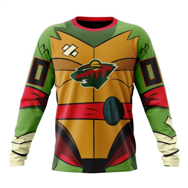 Personalized NHL Minnesota Wild Special Teenage Mutant Ninja Turtles Design Hoodie