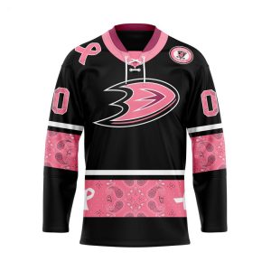 NHL Anaheim Ducks Specialized Hockey Jersey In Classic Style With Paisley! Pink Breast Cancer