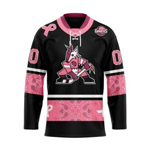 NHL Arizona Coyotes Specialized Hockey Jersey In Classic Style With Paisley! Pink Breast Cancer